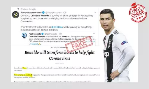 ခရစ္စတီယာနို ရော်နယ်ဒိုပိုင်ဆိုင်တဲ့ ဟိုတယ်တွေကို ကိုရိုနာလူနာတွေအတွက် ဆေးရုံအဖြစ်ပြောင်းလဲမယ်ဆိုတာ မဟုတ်ပါဘူး