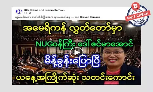 အမေရိကန်လွှတ်တော်မှာ ဒေါ်ဇင်မာအောင် မိန့်ခွန်းပြောတယ်ဆိုတဲ့ သတင်းအမှား