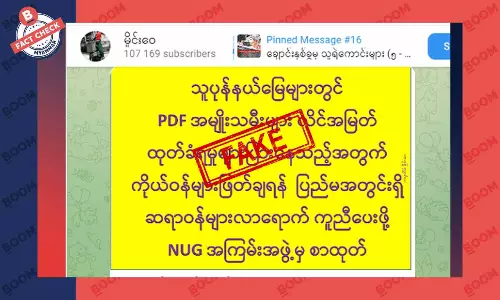 တော်လှန်ရေးနယ်မြေတွေမှာ ကိုယ်ဝန်ဖျက်ချဖို့ ဆရာဝန်တွေ ခေါ်နေတယ်ဆိုတဲ့ သတင်းအတု